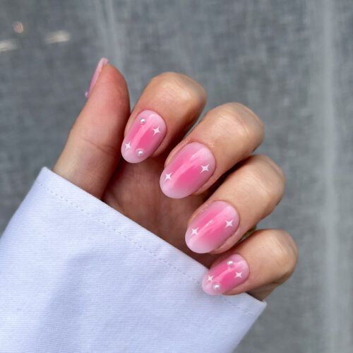 Pink Aura press on nails