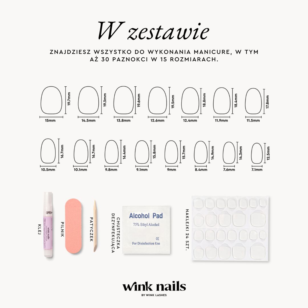 Nagelgrößen zum Aufdrücken - oval