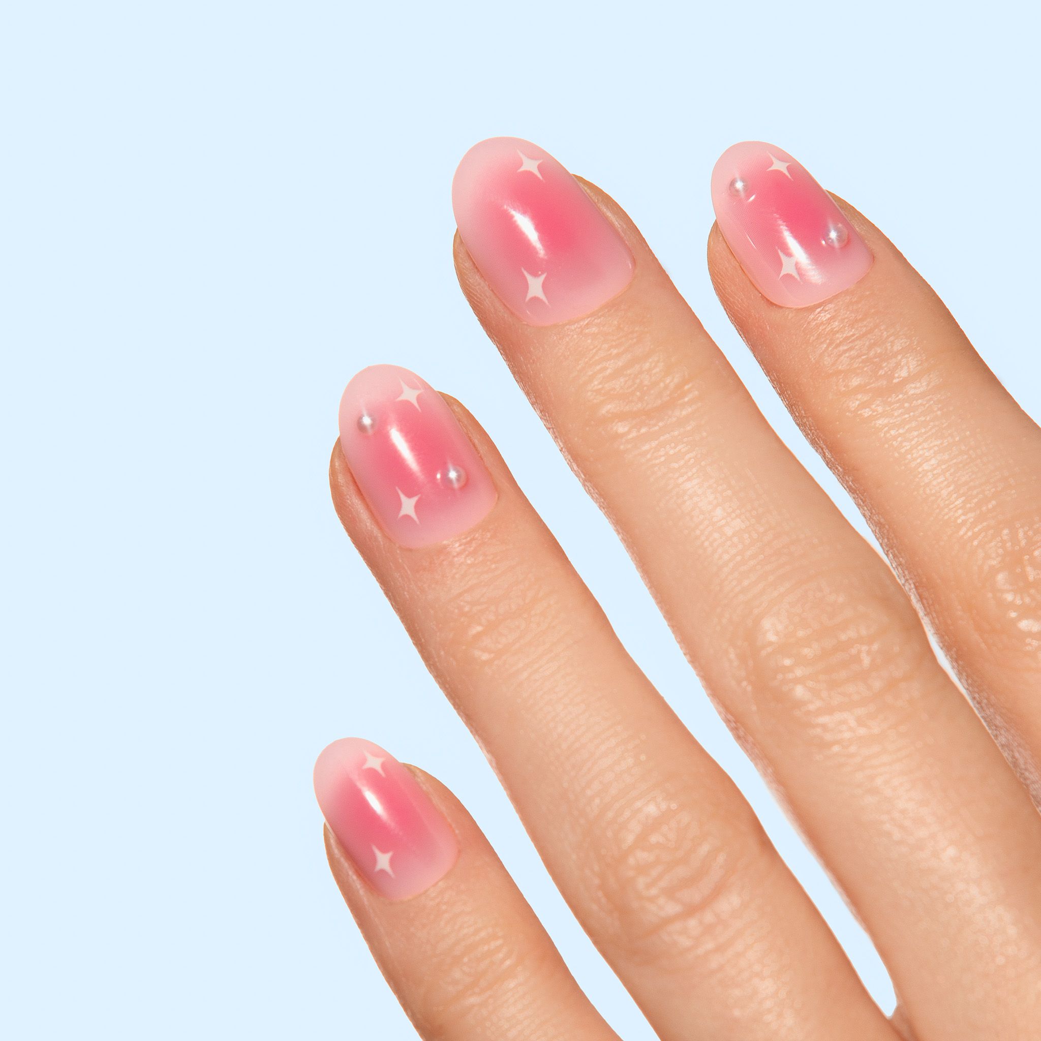 pink aura paznokcie