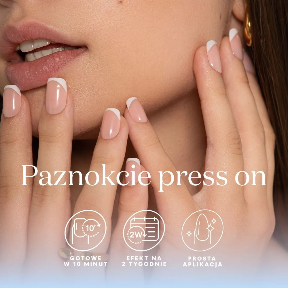 Paznokcie press on Wink Beauty, French manicure na dłoni